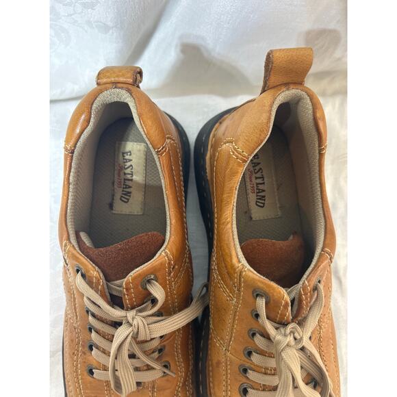 Eastland Leather Lace Up Oxfords 9.5M Tan Y2K Chunky - Picture 6 of 8